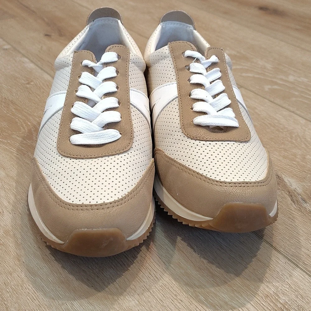 MIA Kabel P Shoes Women's Sz 7 Tan/White Retro Style Faux Suede Accents - Picture 4 of 7